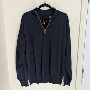 Orvis Merino Wool Sweater Mens XL Navy Quarter Zip Pullover Preppy Grandpa